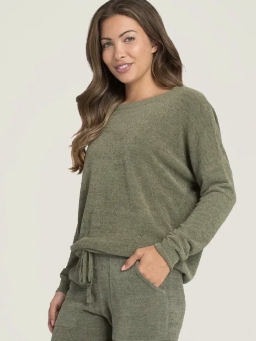 Barefoot Dreams 495 Ultra Light Cozy Pullover Sweater with Side Tie Detail